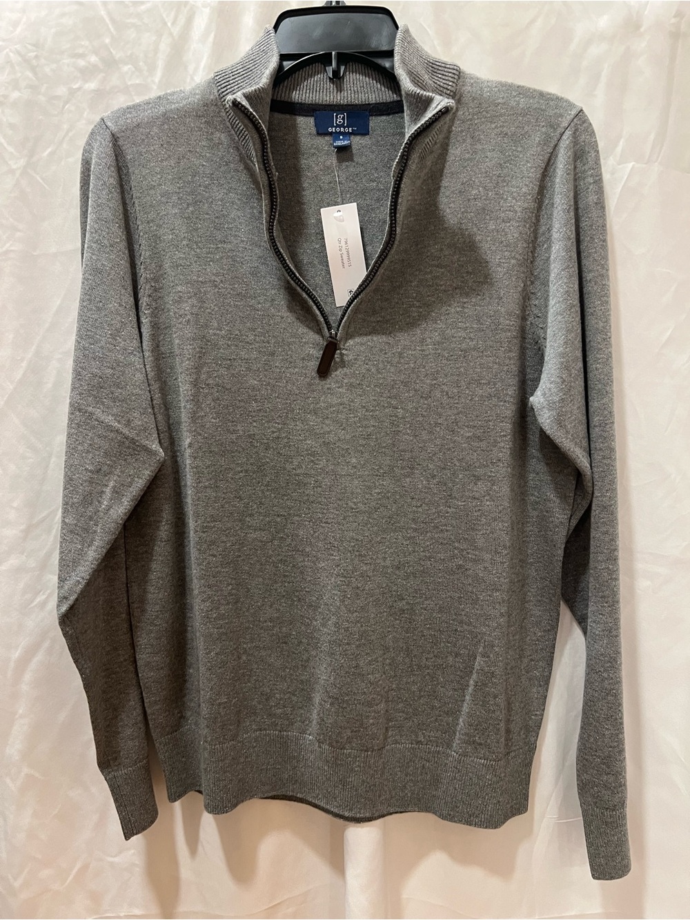 George Men's Zip-Neck Sweater in Gray